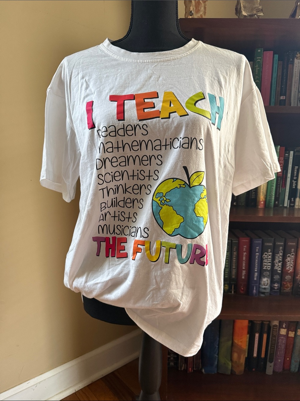 I Teach The Future Short Sleeve Tee - White Multicolor Graphic